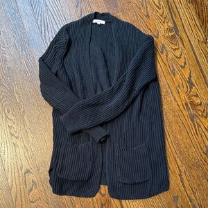 Madewell Women's Black Ribbed Cardigan Sweater